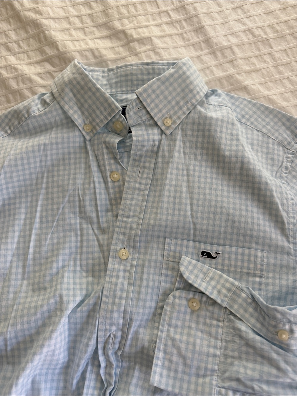 Vineyard Vines Light Blue Gingham Button-Down Shirt